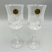 Set 2 Royal Doulton Roma 24% Cut Lead Crystal Clear Wine Glasses Goblets Italy