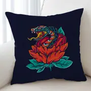 Cool and Scary Snake Rose Cushion Cover