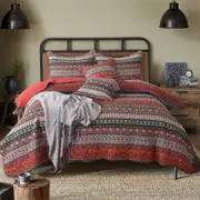 100% Cotton Coverlet Bedspread Quilt Queen King Size Bed 230x250cm Red