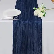 Snowkingdom 13Ft Navy Blue Cheesecloth Table Runner, 160inch Long Cheese Cloth Boho Gauze Runner for Christmas Wedding Bridal Baby Shower Birthday Holiday Party Sheer Table Decorations