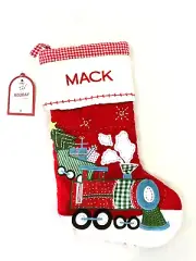 Pottery Barn Kids Quilted Stocking Fire Engine Red Christmas Mono Mack