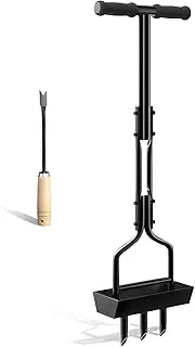Kedoxi Lawn Aerator Coring Tool with Soil Corer Collector, Manual Lawn Coring Aerator 3 Core with Slope, Plug Aeration Heavy Duty Plug Core Aeration Tool for Lawns Garden Compacted Soils and Lawn Yard