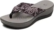 [Clarks] Womens Arla Glison, Black/Grey Floral Textile, 10