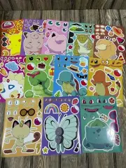 Set of 36 Cute Animated Character Make a Face Sticker Sheets
