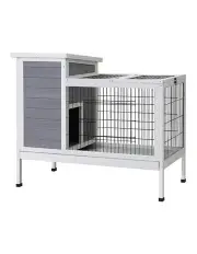 [i.Pet] Large Rabbit Hutch Cage in White