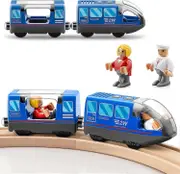 Lertenys Battery Powered Locomotive Train - Train Set Compatible with Thomas, Brio, Chuggington Trains and Wooden Tracks (Not Included) - Blue