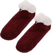 [SAFIGLE] Non Slip Thermal Socks Women's Indoor Fluffy Socks Fleece Lining for Winter