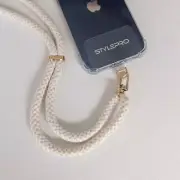 Libere Cross Body Phone Strap with iPhone 15 clear case, Casablanca White