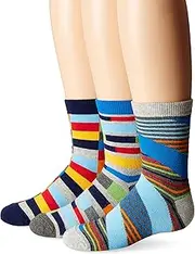 [Jefferies Socks] Big Boys' Funky Stripe Crew Socks
