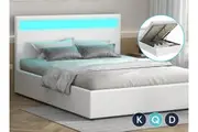 ALFORDSON Bed Frame RGB LED Gas Lift Base Platform Storage White