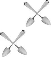 Homoyoyo 2sets Thickened Round Stainless Steel Fruit Spoon Serrated Edge for Stirring for Grapefruit and Dessert 2pcs*2