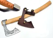 Viking Axes Ash Wood Handle Hunting Bushcrafting Cosplay Axe, Norse with Sheath
