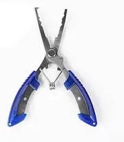 NUZAMAS Stainless Steel Blue Fishing Pliers - Curved Crimper Line Cut Anti-Rust Fish Catcher Control Gear