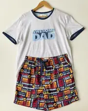 PETER ALEXANDER Multicolored Awesome Dad Shirt and Shorts PJ Set Size Large NWT