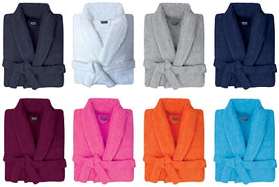 Mens & Womens 100% Cotton Terry Towelling Shawl Collar Bath Robe Dressing Gown