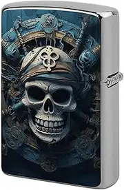 [GHBNK] Skeleton Pirate-1 Lighter Case, Lighter Protective Cover, Personalized Metal Shell Graffiti Design