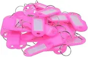 50pcs Key Tag with Labels Plastic Key Tags Key Labels Tags with Key Rings as Key Fobs Luggage Pet Name Memory Stick Tags - Pink