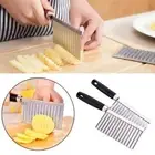 2pcs Potato Chip Wavy Cutter Dough Vegetable Fruit Crinkle Knife Chopper Cutter