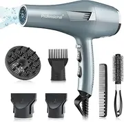 [Faszin] Ionic Hair Dryer, Professional Hairdryer Fast Drying Blow Dryer with 2 Speed 3 Heat Setting, with Diffuser, Nozzle, Concentrator Comb for Women Man
