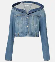[Alaia] Alaïa Cropped hooded denim jacket AU 12 blue