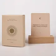Affirmation Moments Positive Affirmation Cards, 53 Daily Motivational Cards with Wooden Stand, Boost Confidence, Achieve Goals, Mindfulness Cards Self-care
