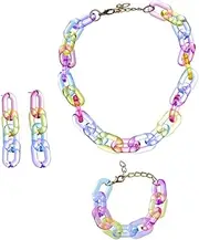 [COLLBATH] Elegant Acrylic Paper Clip Chain Necklace Bracelet Earring Set for Daily Wear