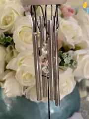 Woodstock Rose Quartz Heart Wind Chime NIB Crystal Love Soothing Indoor Outdoor