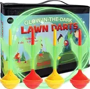 Island Genius Glow in The Dark Lawn Darts Outdoor Yard Game for Kids Teens Adults and Family | Fun Backyard Beach or Tailgate Toss Games for Outside Day or Night