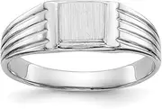 [JewelryWeb] 14k White Gold Solid Polished and satin Teen Signet Ring Size 5.5 Band Style-Ring