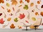3D Hazelnut Mushroom Leaves Self-adhesive Removeable Wallpaper Wall Mural