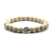 Beige Lava Stone Tree of Life Essential Oil Bracelet