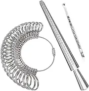 3Pcs Ring Sizer Measuring Tool Set, Reusable Stainless Steel Ring Gauges Finger Sizer Ring Mandrel Sizer Ring Sizer Belt Tools for Men Women Jewelry Wedding Rings US 0-13 with Half Size