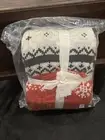 Pottery Barn Archie Snowman Fair Isle Knit Jacquard Sherpa Throw Blanket NEW
