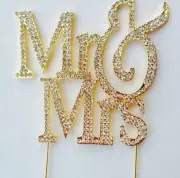 Gold Mr & Mrs Large Silhouette Bling Cake Toppers Wedding Anniversary