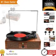 Bluetooth-enabled Vintage Vinyl Record Player - 3 Speed Turntable with Speakers