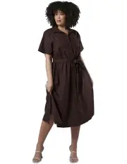 [Something 4 Olivia] Frankie Shirt Midi Dress in Chocolate