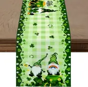 13x108 St Patricks Day Table Runner Gnomes Spring Green Shamrock Decorations