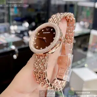 ARMANI阿曼尼精品錶,編號：AR00036,30mm圓形玫瑰金精鋼錶殼古銅色錶盤真皮皮革玫瑰金色錶帶