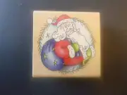 Santa Clause with Sack of Presents - Rubber Stamp - Wood Mounted