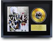 HWC Trading A3 FR ACDC Rock Music Malcolm Angus Young Brian Johnson Gifts Signed Autograph Picture with a Gold Disc Image Print for Music Memorabilia Fans - A3 Framed