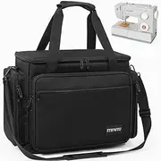 Sewing Machine Carrying Case with Multiple Side Zipper Storage Pockets for Accessories, Universal Tote Storage Bag Compatible with Most Standard Singer, Brother, Janome, Black