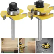 2Pcs Router Bits Set 1/4inch Shank Tongue Groove Router Bit Tool Set xikmC