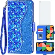 Phone Case for Google Pixel 5a 5G Wallet Cover with Screen Protector and Wrist