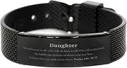 [Generic] Daughter Engraved Black Shark Mesh Bracelet - Inspirational Psalm 145: 18-19, Perfect Idea Gifts for Christmas, Birthday, Graduation, Veterans Day - Confidence Niche, Small, Silver Plated Zinc, Cubic