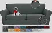 JIVINER Newest 3 Pieces Couch Covers for 2 Cushion Couch Stretch Sofa Slipcover with 2 Extra Large Seat Cushion Covers Thick Fitted Loveseat Sofa Covers for Living Room (XL Loveseat, Dark Gray)