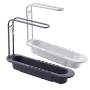 Kitchen Telescopic Sink Shelf Storage Basket Soap Sponge Towel Drainer Rack Tool