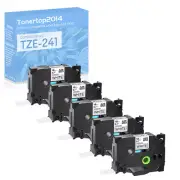 5PK Black/White Tape 3/4" TZ TZe 241 Compatible for Brother P-touch Label Maker
