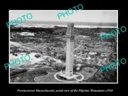 OLD POSTCARD SIZE PHOTO PROVINCETOWN MASSACHUSETTS, AERIAL VIEW OF TOWN c1930