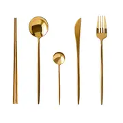 1Set 304 Stainless Steel Tableware Knife Fork Spoon Hotel Restaurant Cutlery Set Gold Silver Teaspoon Flatware Household Dinnerware