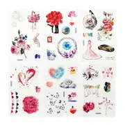 6 Sheets Love Wedding Flamingo Washi Paper Sticker Decorative Adhesive Stick Label